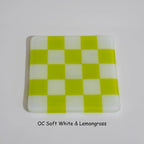 Glass Coasters – Handmade Chequered Design from Cornwall by David Perry Glass & Ceramics (10cm-chequered-soft-white-colour-coaster-oceanside-collection)