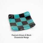 Fused Glass Dish – Handmade Chequered Oceanside Trinket Bowl 8cm by David Perry Glass & Ceramics (8cm-chequered-dual-coloured-shallow-dish-oceanside-collection)
