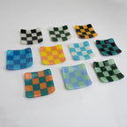 Fused Glass Dish – Handmade Chequered Oceanside Trinket Bowl 8cm by David Perry Glass & Ceramics (8cm-chequered-dual-coloured-shallow-dish-oceanside-collection)