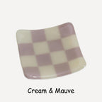 Fused Glass Dish – Handmade Chequered Oceanside Trinket Bowl 8cm by David Perry Glass & Ceramics (8cm-chequered-dual-coloured-shallow-dish-oceanside-collection)