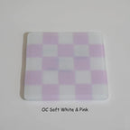 Glass Coasters – Handmade Chequered Design from Cornwall by David Perry Glass & Ceramics (10cm-chequered-soft-white-colour-coaster-oceanside-collection)