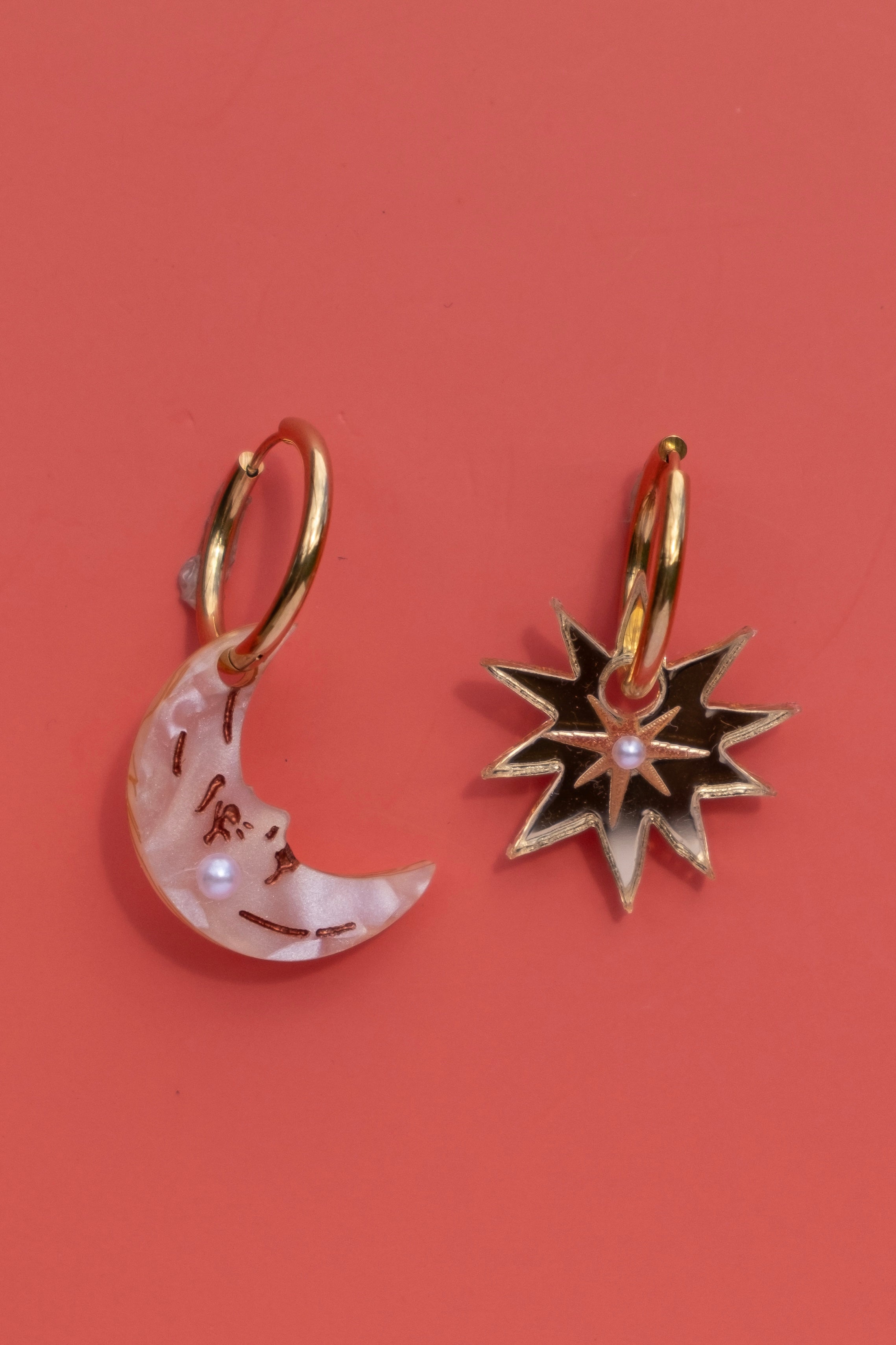 Guiding Star & Moon Hoop Earrings
