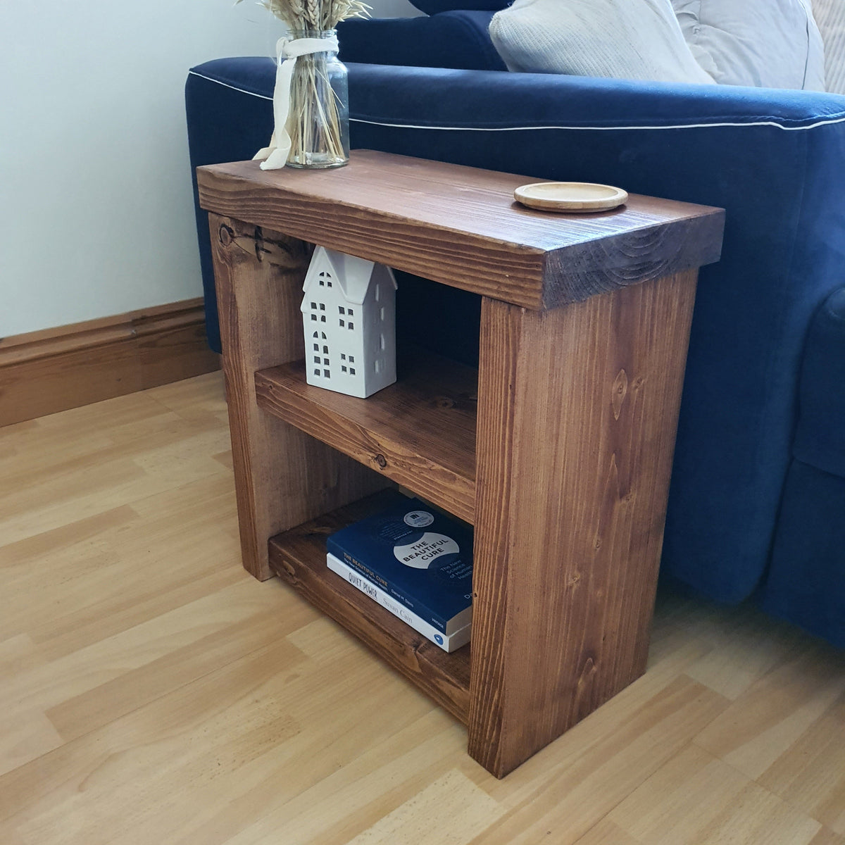 Solid Wood Rustic Coffee Table with Shelf