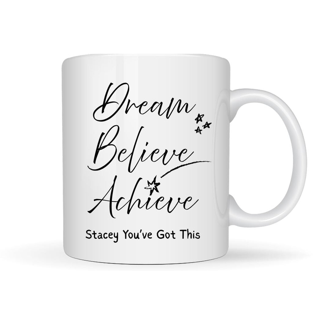 Personalised Dream Believe Achieve Mug, Candle & Socks Gift Hamper | Birthday Gift