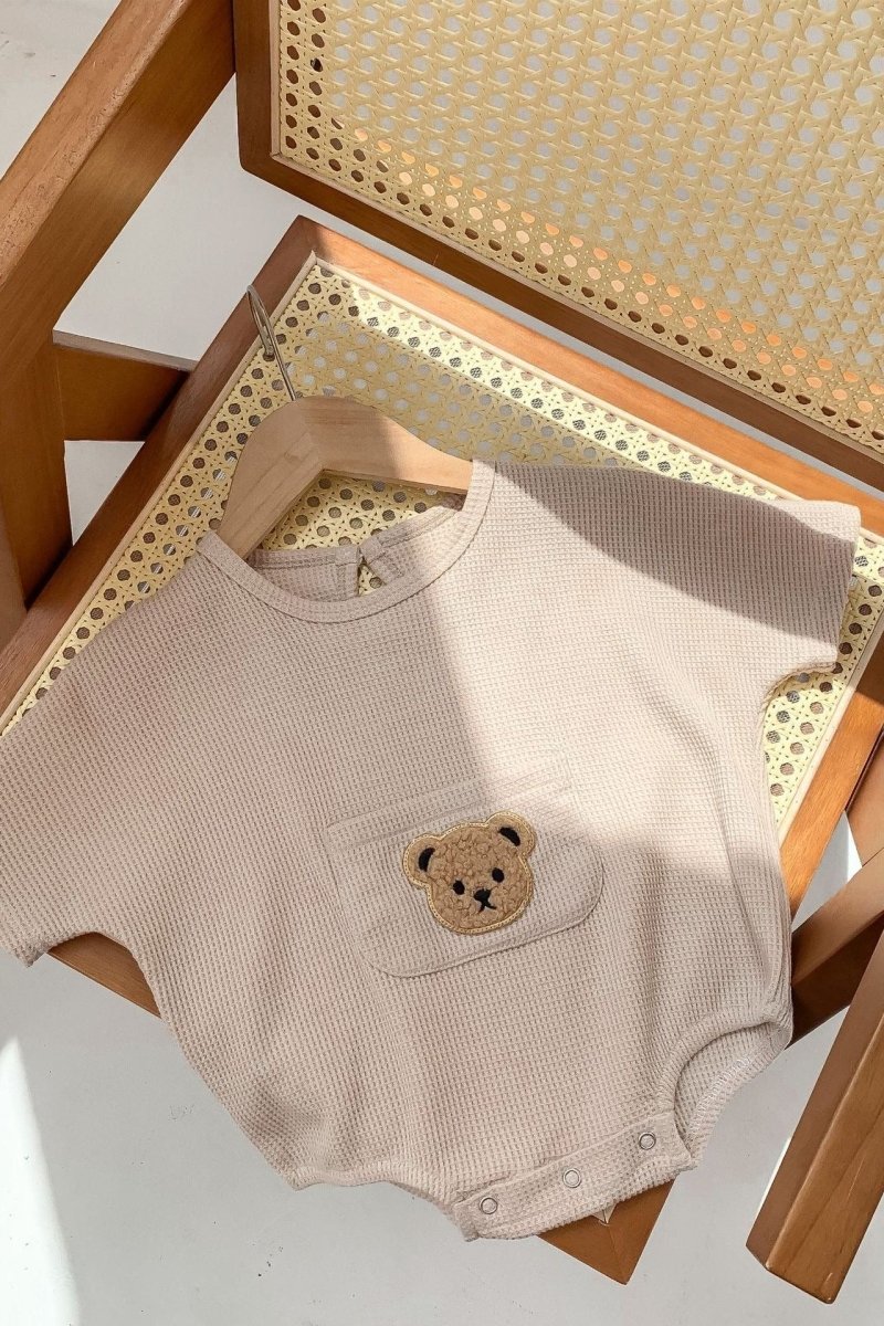 Waffle Bear Bodysuit Brown or Creme