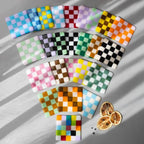 Fused Glass Coaster – Custom Chequered Pattern by David Perry Glass & Ceramics (10cm-chequered-dual-coloured-coaster-bullseye-collection)