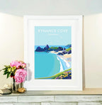 Kynance Cove Poster - Turquoise Waters & White Sand Art Print by BeckyBettesworth (kynance-cove)
