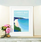 Carbis Bay Print – Vintage Travel Poster by Becky Bettesworth by BeckyBettesworth (carbis-bay)