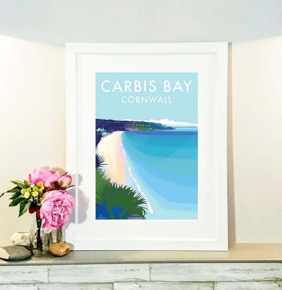 Carbis Bay Print – Vintage Travel Poster by Becky Bettesworth by BeckyBettesworth (carbis-bay)