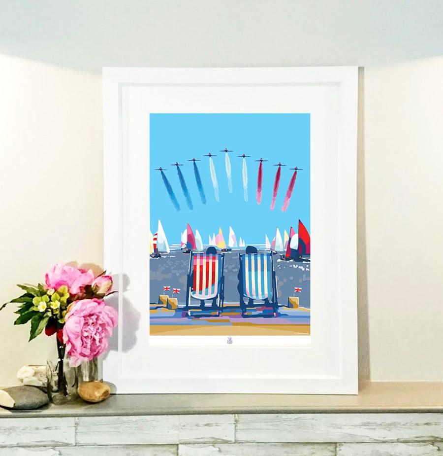 Red Arrows Print – Vintage Seaside Poster by Becky Bettesworth by BeckyBettesworth (happy-and-glorious-red-arrows)