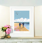 Vintage Travel Poster – You, Me and The Sea Beach Art by BeckyBettesworth (you-me-the-sea)