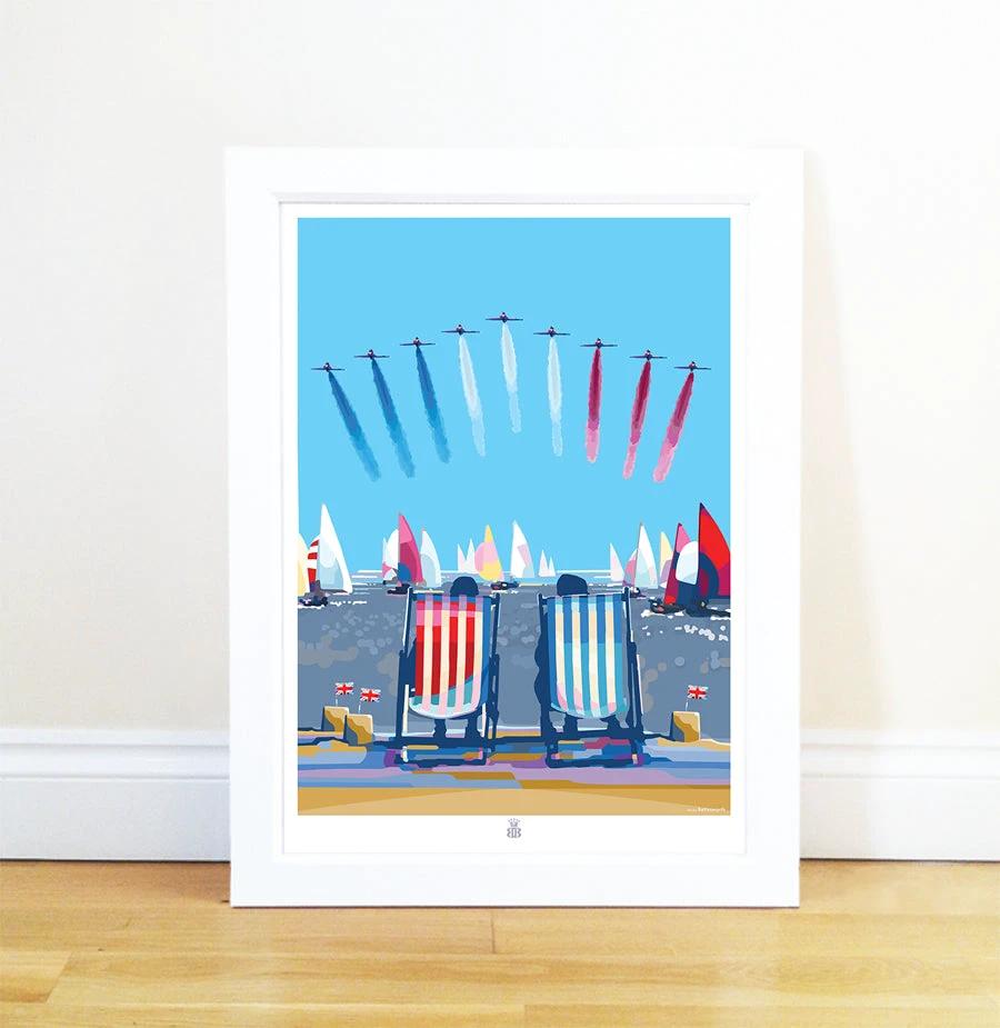 Red Arrows Print – Vintage Seaside Poster by Becky Bettesworth by BeckyBettesworth (happy-and-glorious-red-arrows)