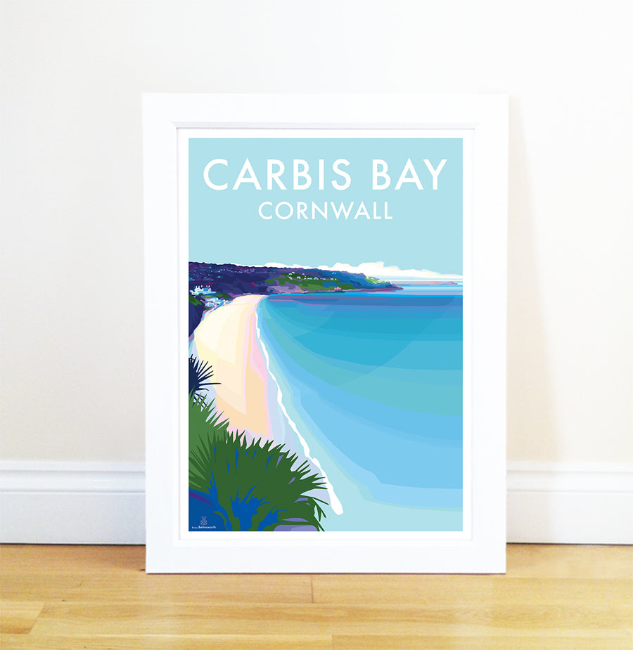 Carbis Bay Print – Vintage Travel Poster by Becky Bettesworth by BeckyBettesworth (carbis-bay)