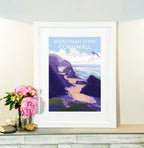 Cornwall Travel Poster – Bedruthan Steps Seaside Art Print by BeckyBettesworth (bedruthan-steps)