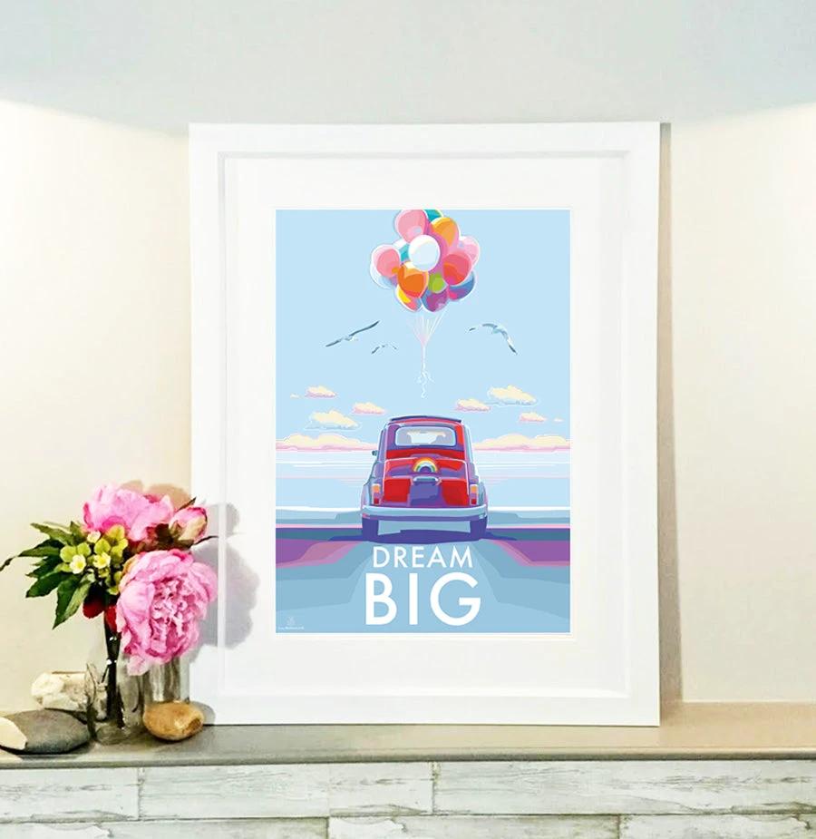Dream Big Motivational Poster – Vintage Style Inspirational Art by BeckyBettesworth (dream-big)