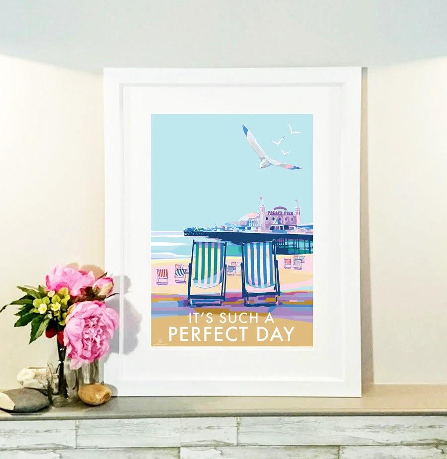 Vintage Seaside Poster – Nostalgic Beach Art by Devon Artist by BeckyBettesworth (its-such-a-perfect-day)