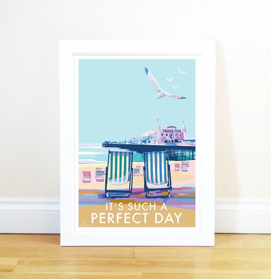 Vintage Seaside Poster – Nostalgic Beach Art by Devon Artist by BeckyBettesworth (its-such-a-perfect-day)