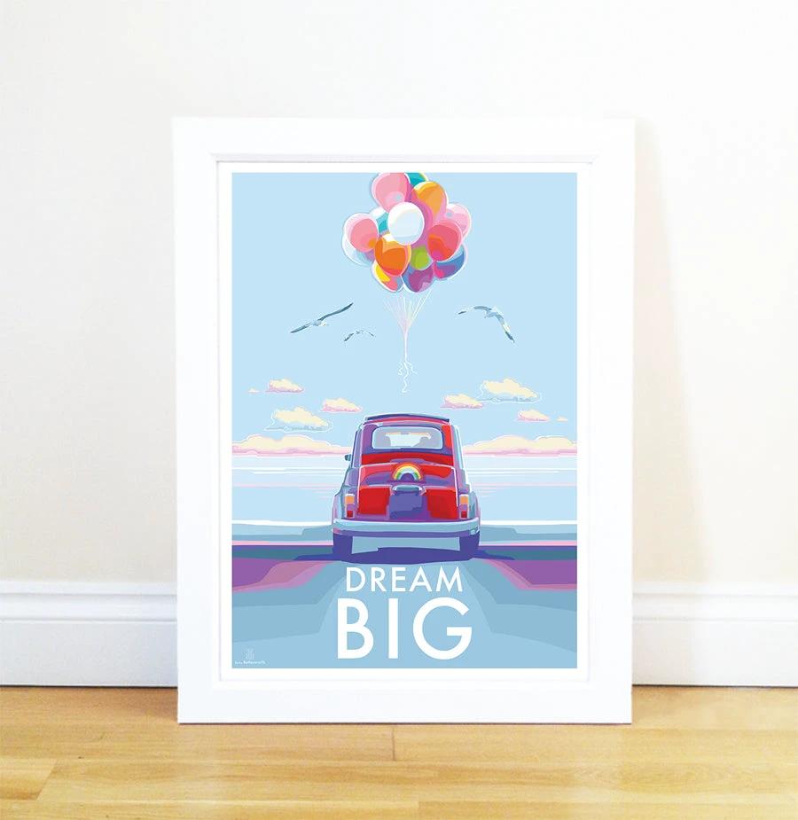 Dream Big Motivational Poster – Vintage Style Inspirational Art by BeckyBettesworth (dream-big)