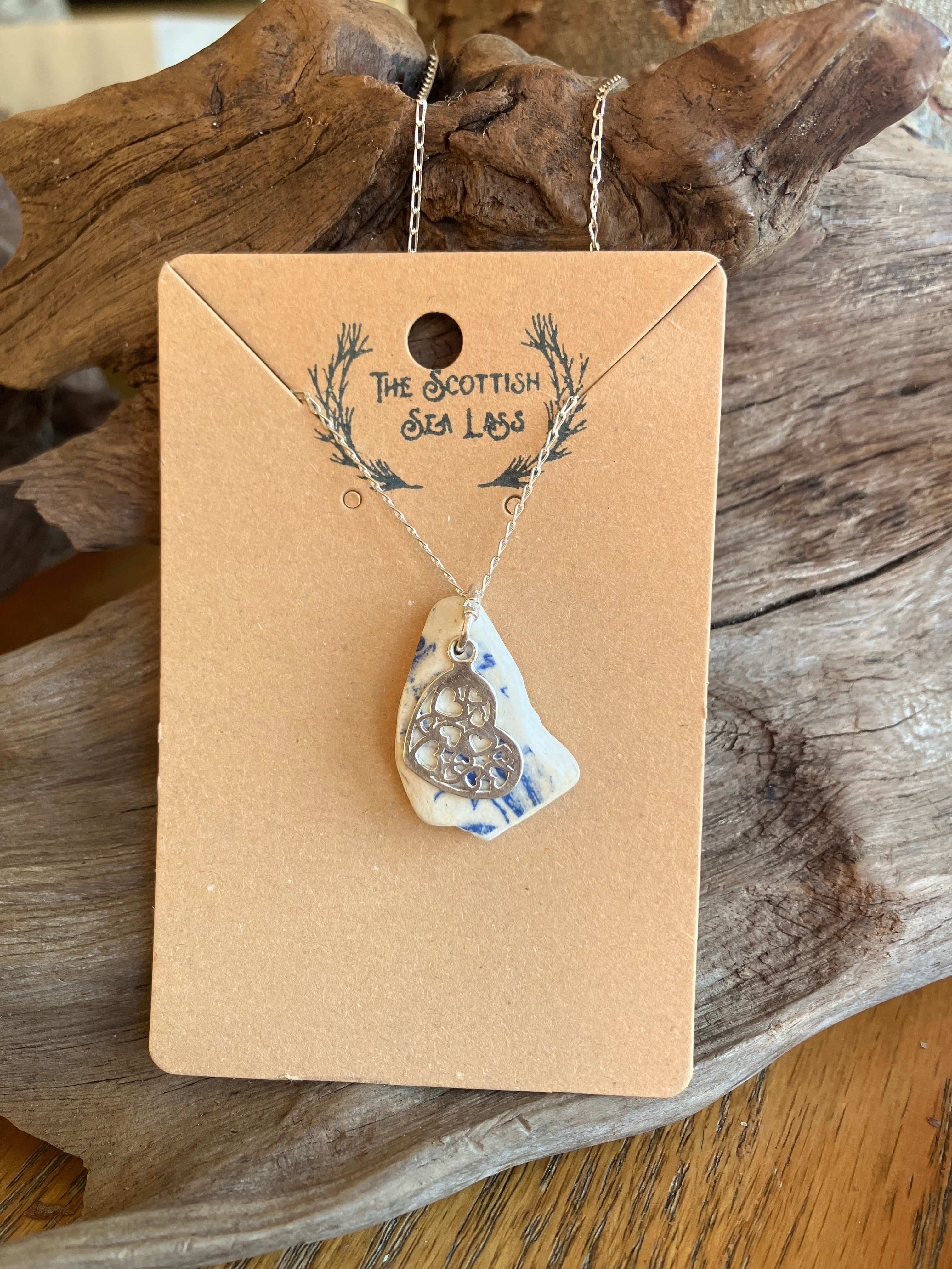 Heart Scottish Sea Pottery 925 pendant