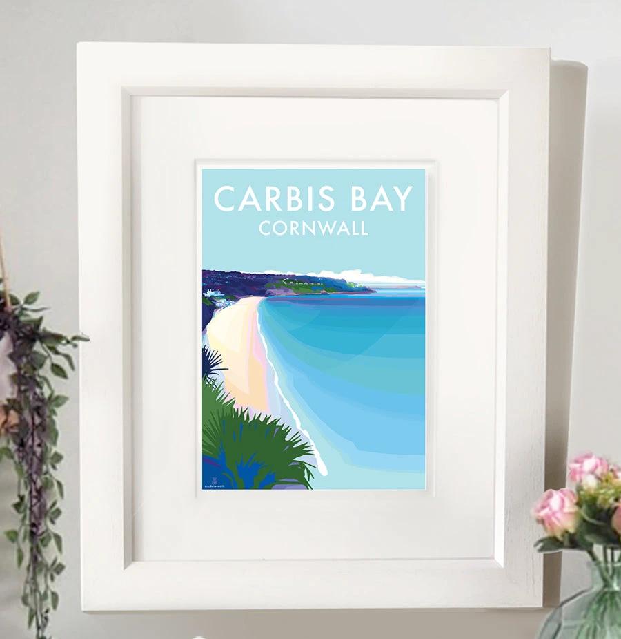 Carbis Bay Print – Vintage Travel Poster by Becky Bettesworth by BeckyBettesworth (carbis-bay)