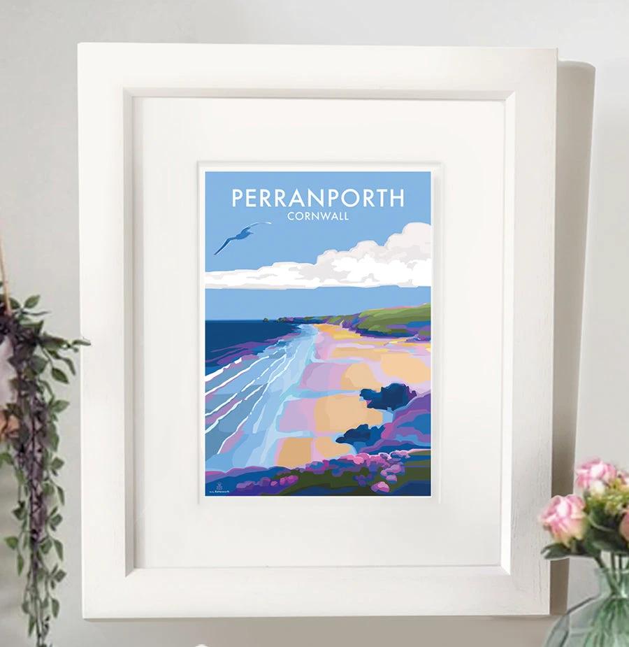 Cornwall Travel Poster - Perranporth Seaside Print by Becky Bettesworth by BeckyBettesworth (perranporth)
