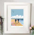 Vintage Travel Poster – You, Me and The Sea Beach Art by BeckyBettesworth (you-me-the-sea)