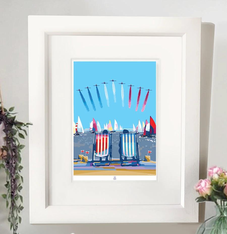 Red Arrows Print – Vintage Seaside Poster by Becky Bettesworth by BeckyBettesworth (happy-and-glorious-red-arrows)