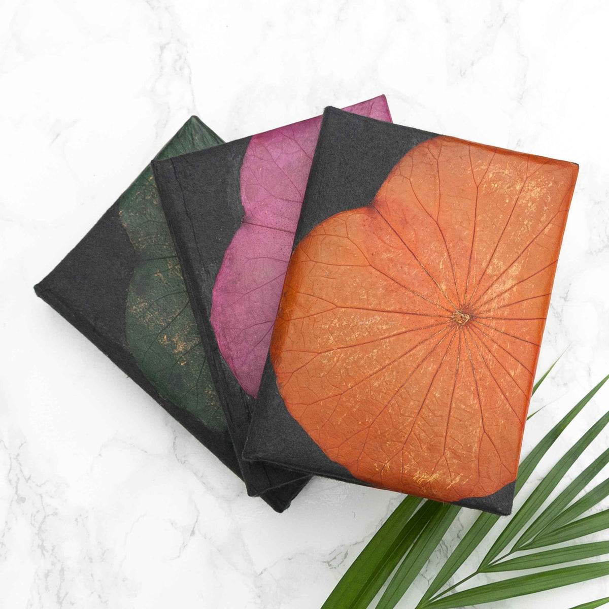 A6 Vegan Leather Lotus Leaf Notebook