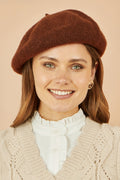 Yumi Brown Soft Knitted Beret
