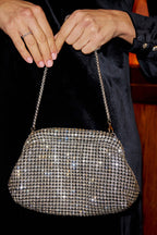 Yumi Silver Rhinestone Clutch Bag