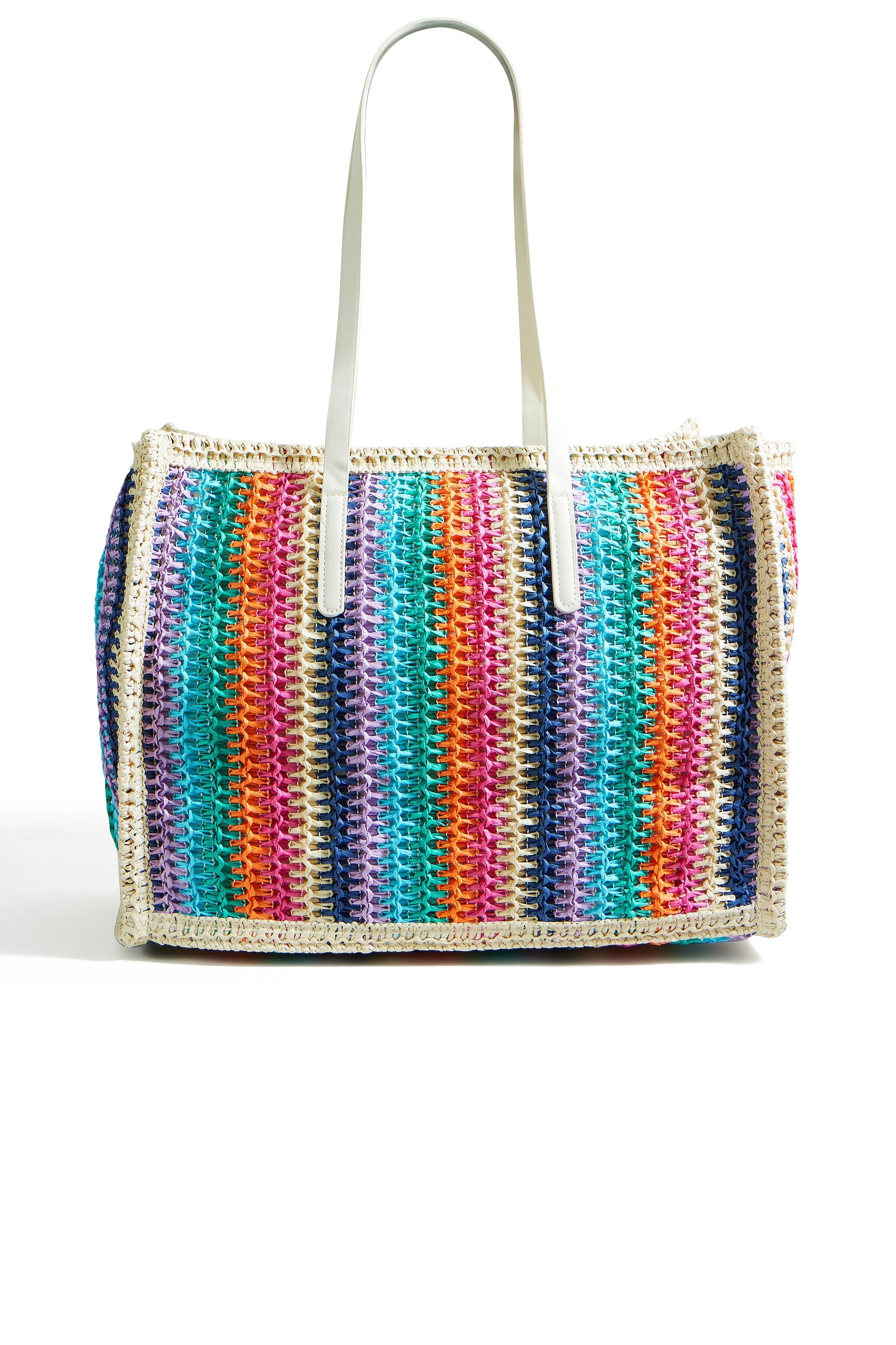 Yumi Multicolour Stripe Natural Shoulder Bag