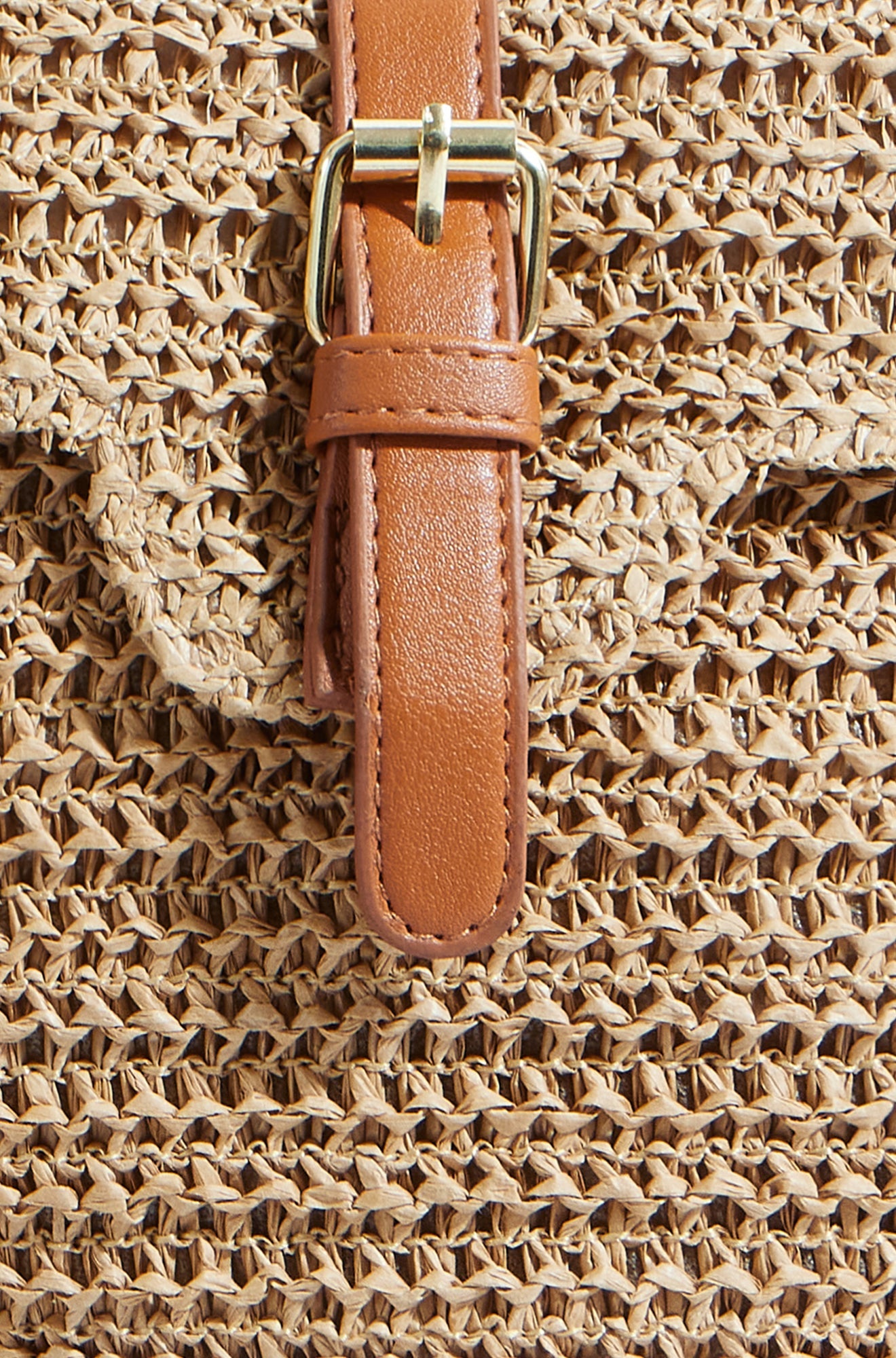 Yumi Brown Woven Rattan Handbag With Buckle