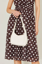 Yumi Ivory Shoulder Scoop Bag With Buckle