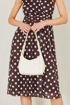 Yumi Ivory Shoulder Scoop Bag With Buckle