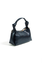Yumi Black Textured Small Knot Handle Handbag