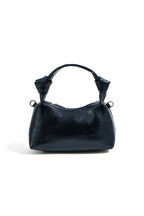 Yumi Black Textured Small Knot Handle Handbag