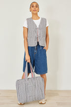 Yumi Black Gingham Quilted Shopper Bag