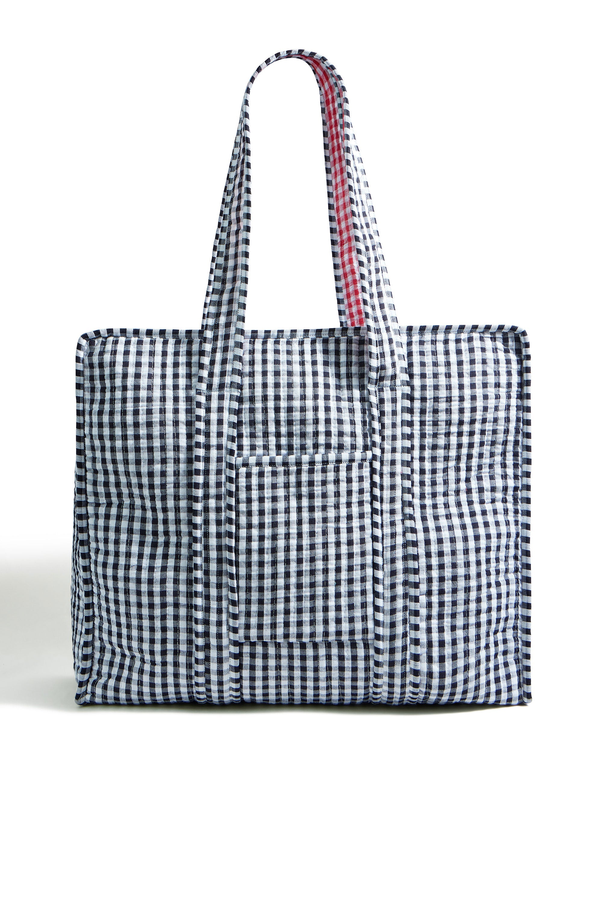 Yumi Black Gingham Quilted Shopper Bag