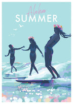 Vintage Travel Poster – Aloha Summer Surf Art by Becky Bettesworth by BeckyBettesworth (aloha-summer)