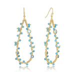 Hydra Large Teardrop Wire-Wrapped Gemstone Earrings Iolite, Blue Topaz & Apatite