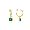 Tetra Square Gemtone Charm Hoops: Green Onyx