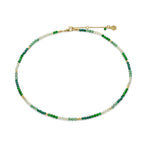 Milos Mixed Gemstone Beaded Necklace  Prehnite, Moss Agate & Green Aventurine