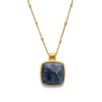 Tetra Large Square Gemstone Pendant  Labradorite