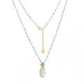 Persephone Double Gemstone Beaded Chain Necklace Moonstone & Amazonite