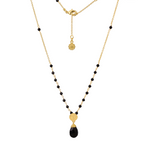 Classic Athena Kate Gemstone Rosary Chain Necklace Black Onyx