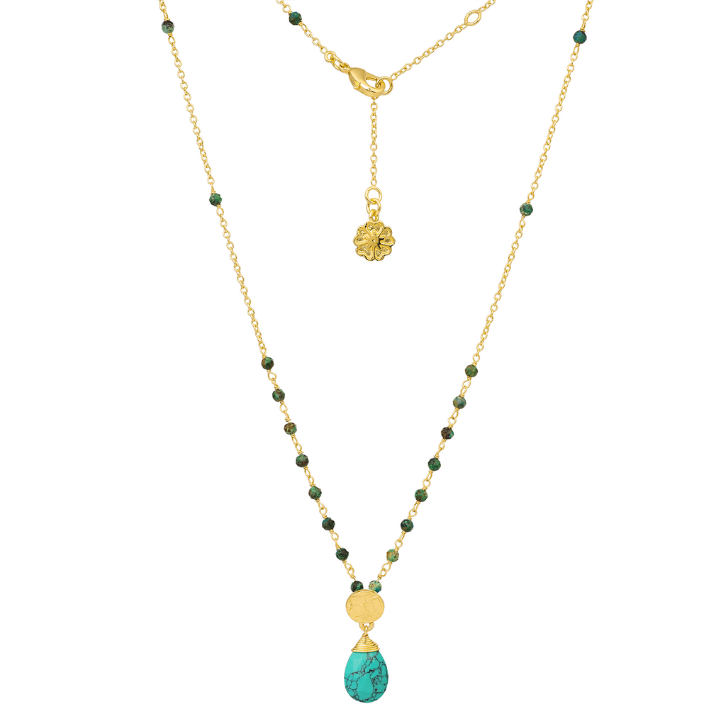 Classic Athena Kate Gemstone Rosary Chain Necklace Turquoise