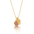 Thea Hexagon Gemstone and Palm Leaf Charm Necklace Peach Moonstone