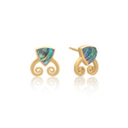 Trillion Doublet and Scroll Studs: Abalone with Crystal
