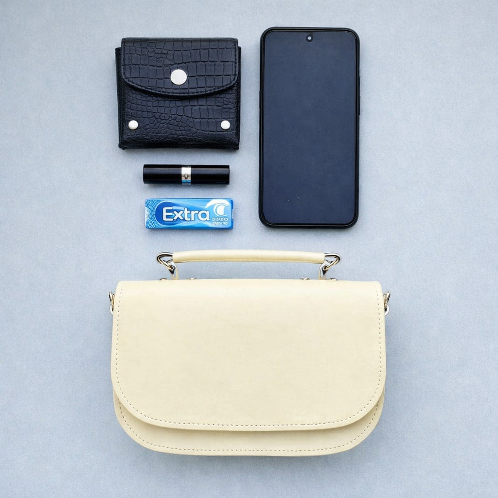 Aura Handmade Leather Bag - Cream
