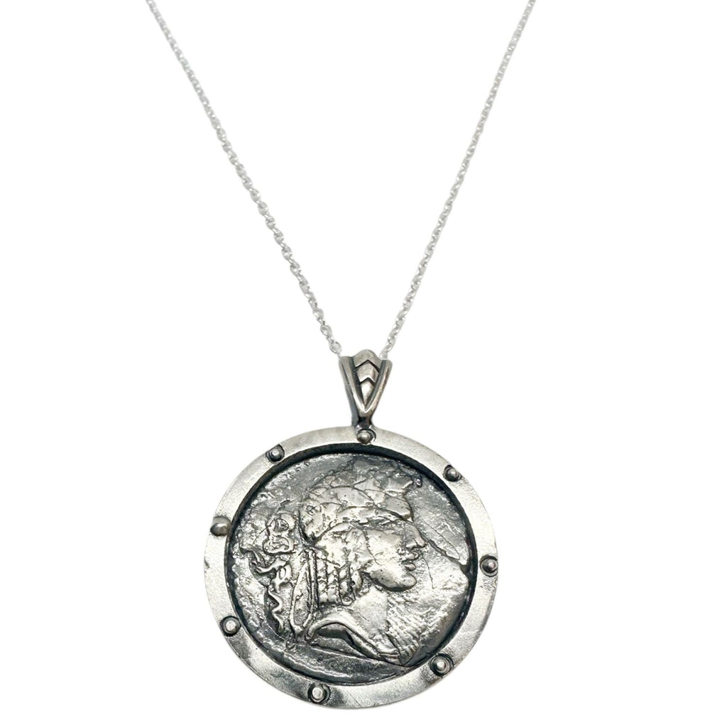 Ancient Coin Pendant Necklace – One of a Kind – Handmade Sterling Silver 925 – Hand-Carved Coin Replica